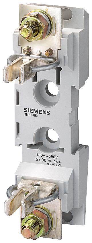 SIEMENS 3NH3051 LV HRC fuse base size 00, 1-pole 160 A 690 V (1000 V) with flat terminal