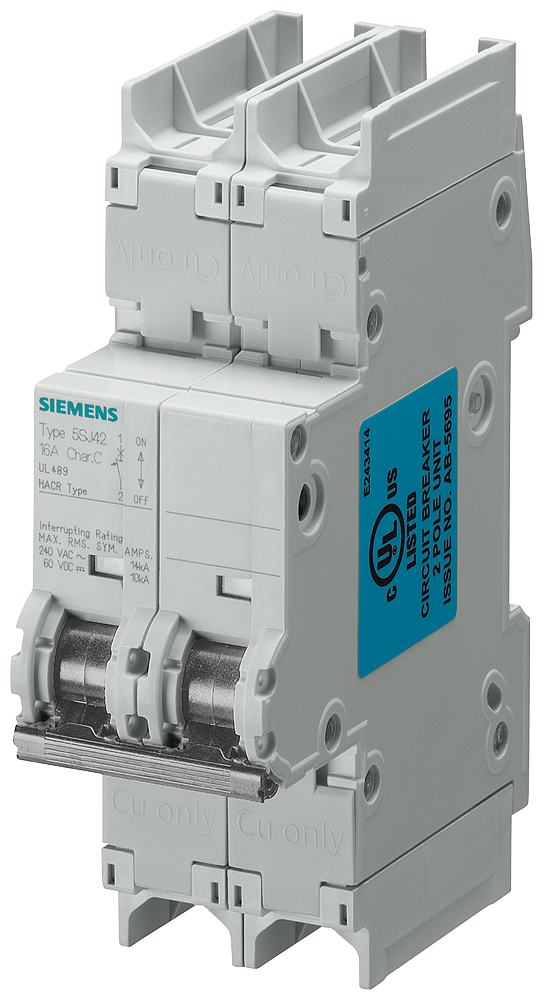 SIEMENS 5SJ4263-7HG41 Miniature circuit breaker 240 V 10 kA, 2-pole, C, 63 A, D=70 mm acc. to UL 489