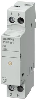 SIEMENS 3NW7354 SENTRON, cylindrical fuse holder, 8x32 mm, 1-pole+N, In: 20 A, Un AC: 400 V, LED