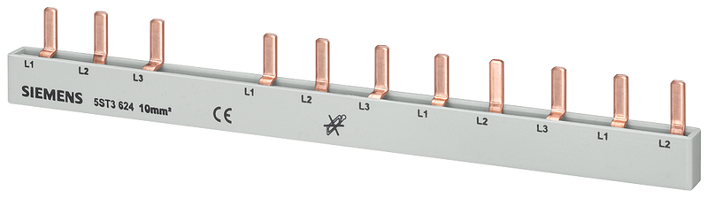 SIEMENS 5ST3624 Pin busbar, 10 mm2, connection: 3-phase/N+8x phase finger-safe for 1F