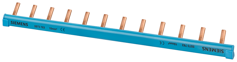 SIEMENS 5ST3763 Pin busbar, 1-phase 10 mm2, 12 pins, insulation, blue, can be cut