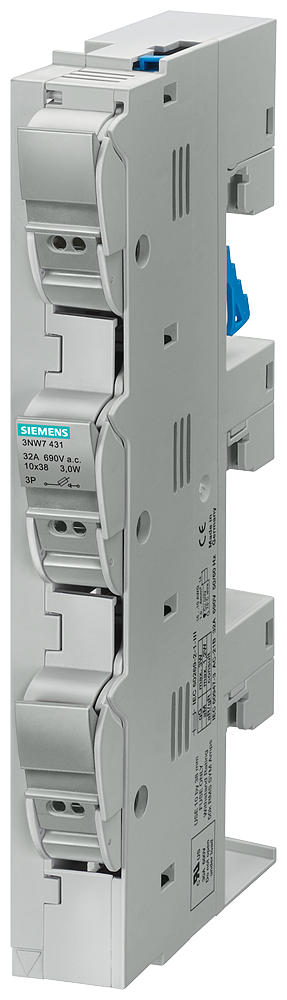 SIEMENS 3NW7431 SENTRON, cylindrical fuse holder, 10 x 38 mm, 3-pole, In: 32 A, Un AC: 690 V