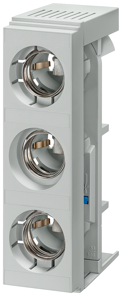 SIEMENS 5SF6020 DIAZED bus-mounting base SR60 3-pole, DII, 25 A, 500 V for 5/10 mm busbars