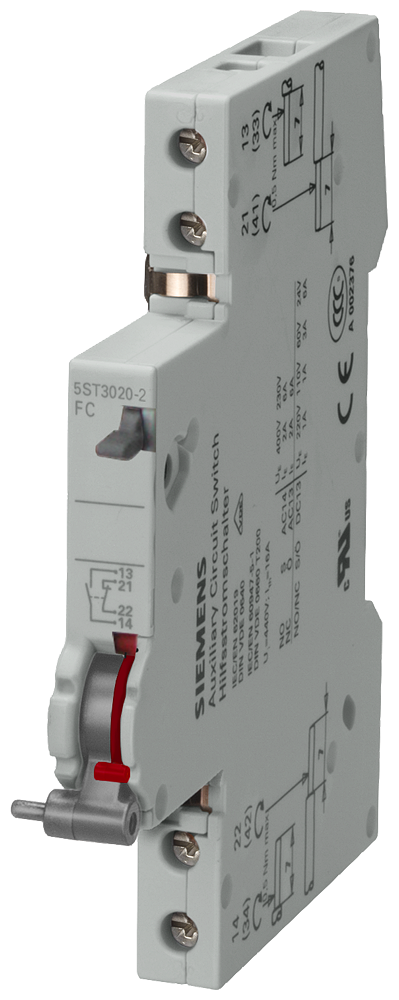 SIEMENS 5ST3020-2 Fault signal contact with test button, 1NO+1NC for 5SL, 5SY, 5SP, 5SU1, 5SV