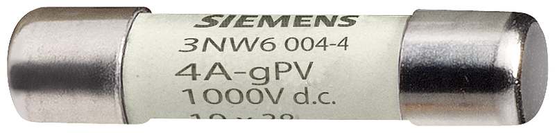 SIEMENS 3NW6004-4 SENTRON, cylindrical fuse, 10 x 38 mm, 4 A, gPV, Un DC: 1000 V
