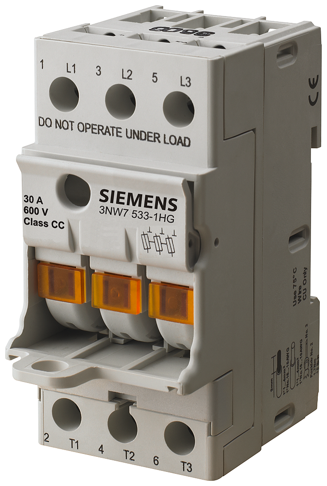 SIEMENS 3NW7033-1 SENTRON, cylindrical fuse holder, 10 x 38 mm, 3-pole, In: 32 A, Un AC: 690 V