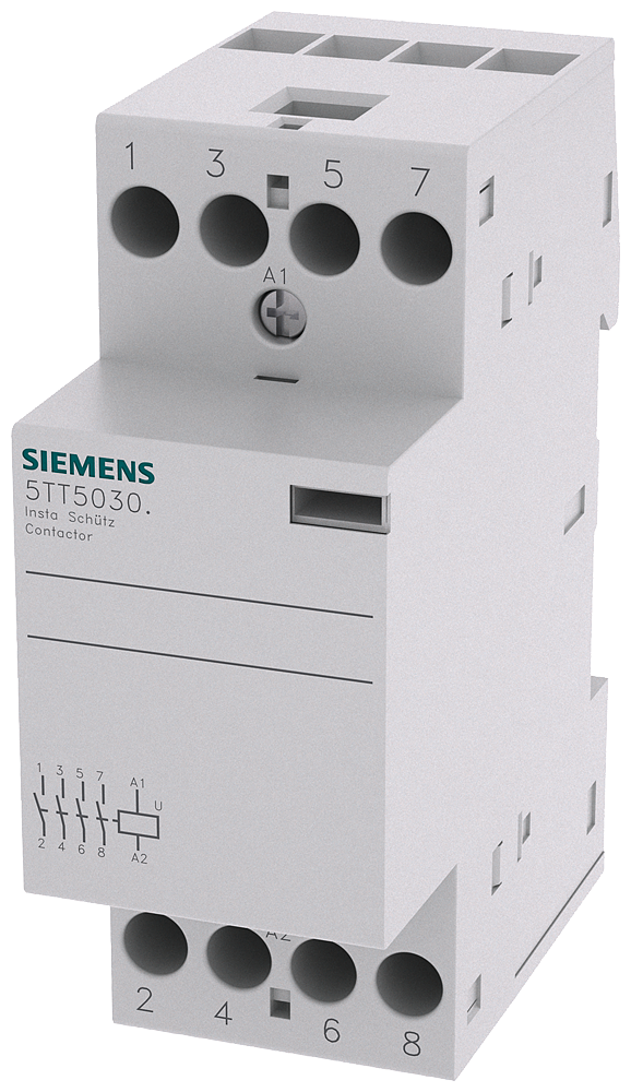 SIEMENS 5TT58300 INSTA contactor with 4 NO contacts, contact for 230 V, 400 V AC 25 A activation 230 V AC