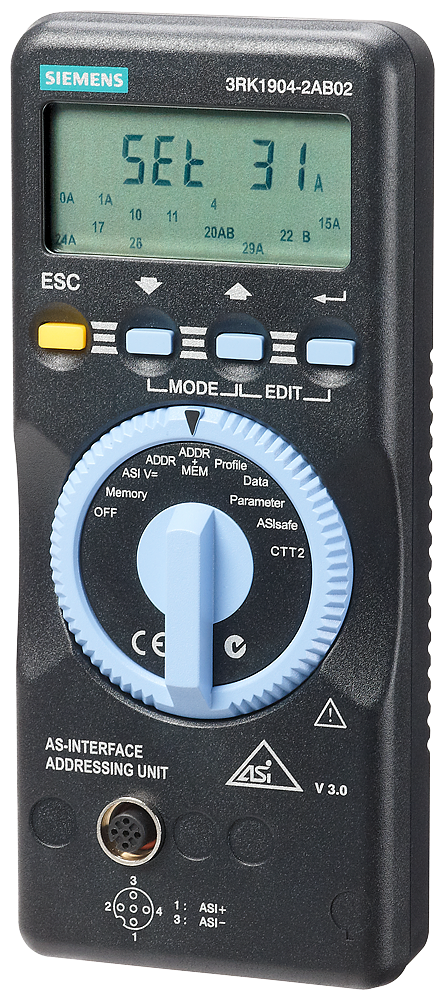 SIEMENS 3RK1904-2AB02 AS-i addressing unit V3.0 for setting the addresses of AS-i slave modules