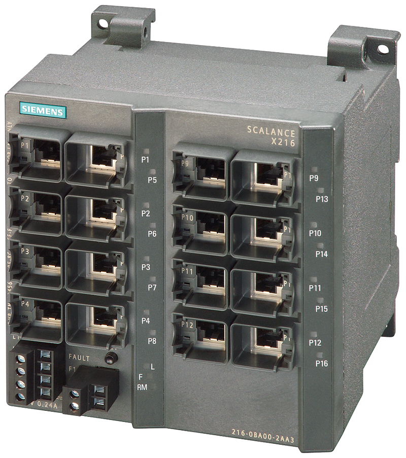 SIEMENS 6GK5216-0BA00-2AA3 SCALANCE X216, managed Layer 2 switch, 16x RJ45