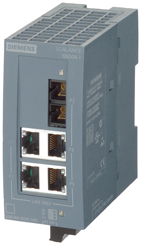 SIEMENS 6GK5004-1BD00-1AB2 SCALANCE XB004-1, unmanaged switch, 4x RJ45, 1x multimode SC