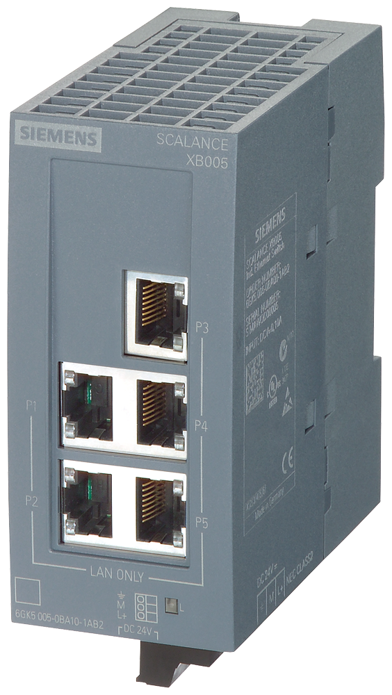 SIEMENS 6GK5005-0GA10-1AB2 SCALANCE XB005G, unmanaged switch, 5x RJ45, Gigabit-capable