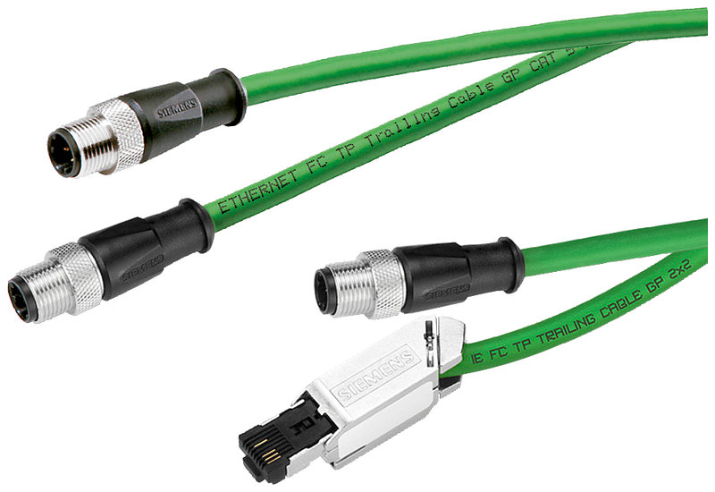 SIEMENS 6XV1871-5MH50 IE Connecting Cable M12-90/IE FC RJ45 Plug-180; IE FC Trailing cable GP pre-assembled with M12 connector (D-coded) and IE FC RJ45 plug; length 5.0 m.
