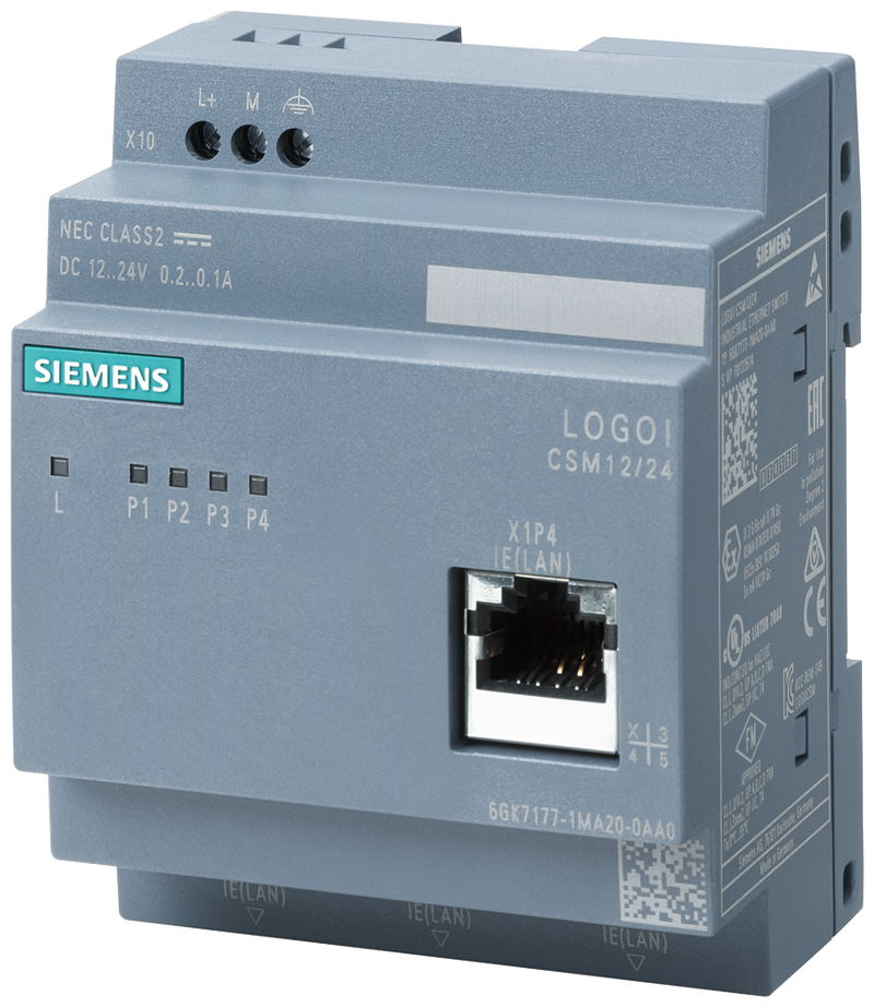 SIEMENS 6GK7177-1MA20-0AA0 SCALANCE LOGO! CSM 12/24, unmanaged switch, 4x RJ45, 1x front port