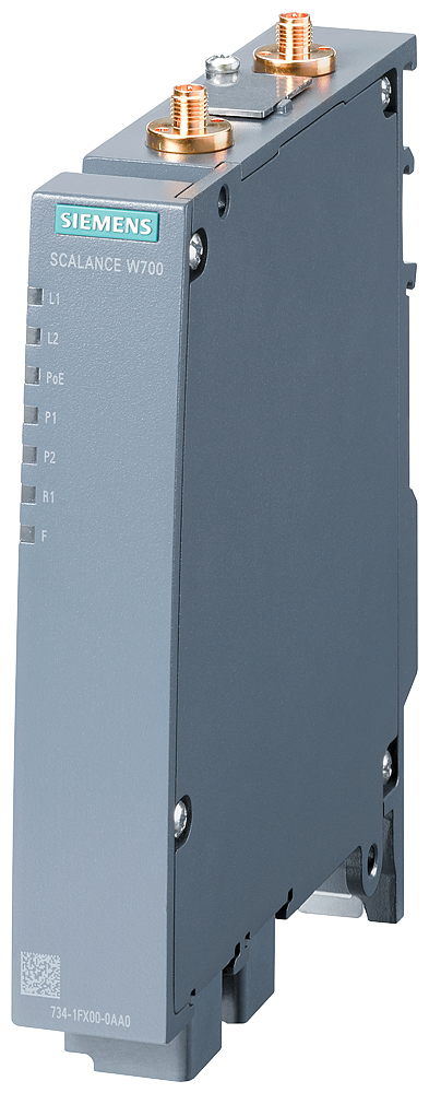 SIEMENS 6GK5734-1FX00-0AA0 IWLAN client, SCALANCE W734-1, RJ45, 1 radio, 2 R-SMA antenna port, iFeatures Support via KEY-PLUG, IEEE 802.11a/b/g/h/n, 2.4/5GHz, gross data rate...