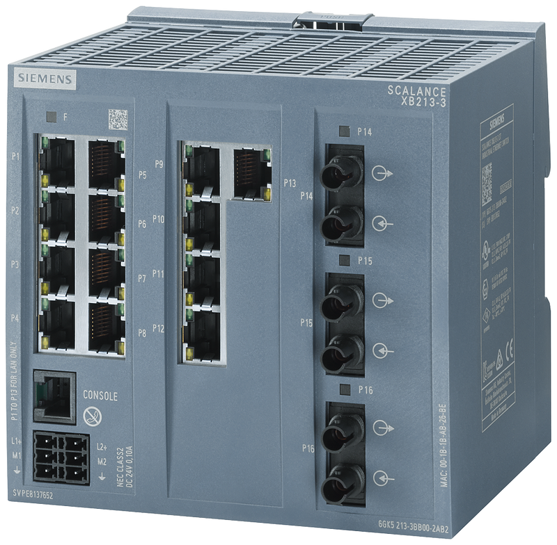 SIEMENS 6GK5213-3BB00-2AB2 SCALANCE XB213-3, managed Layer2 switch, 13xRJ45, 3xmultimode ST/BFOC, DEF:PN IO