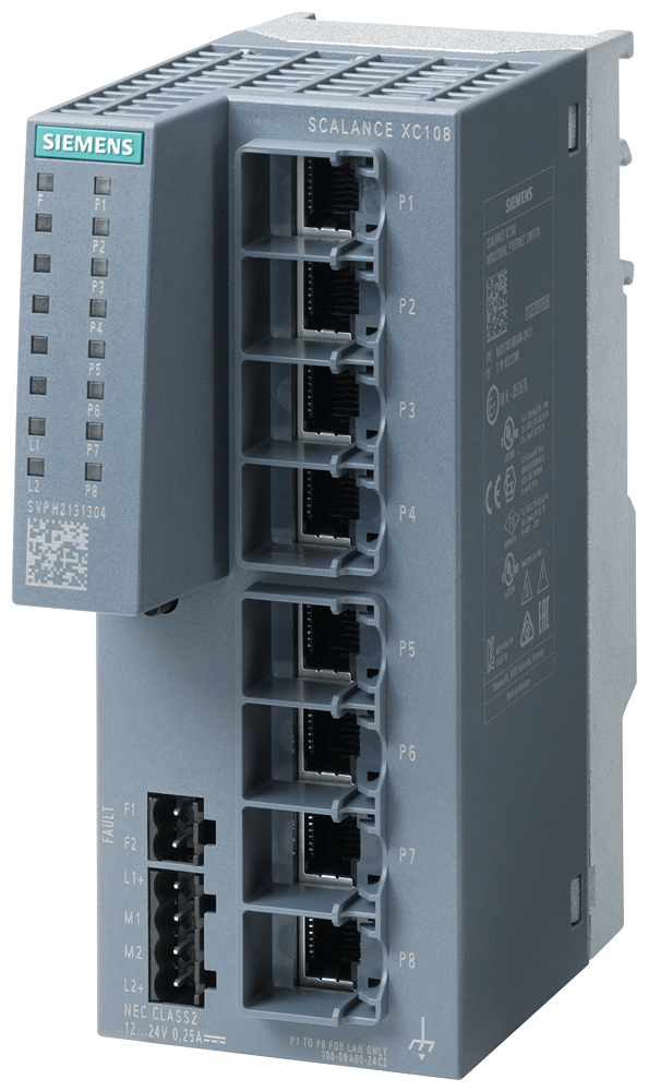 SIEMENS 6GK5108-0BA00-2AC2 SCALANCE XC108, unmanaged switch, 8x RJ45