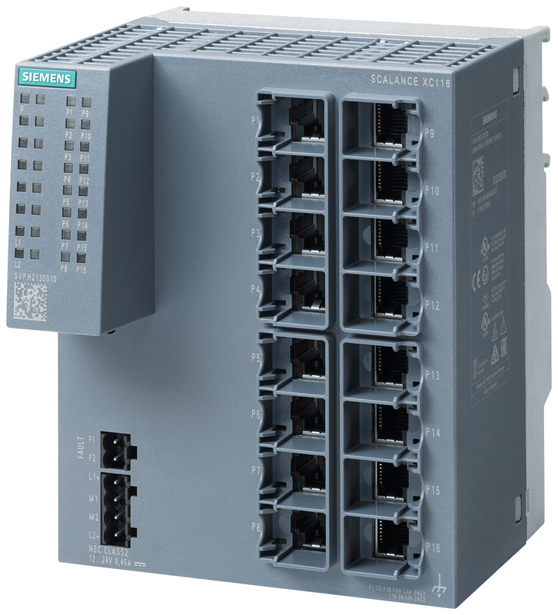 SIEMENS 6GK5116-0BA00-2AC2 SCALANCE XC116, unmanaged switch, 16x RJ45