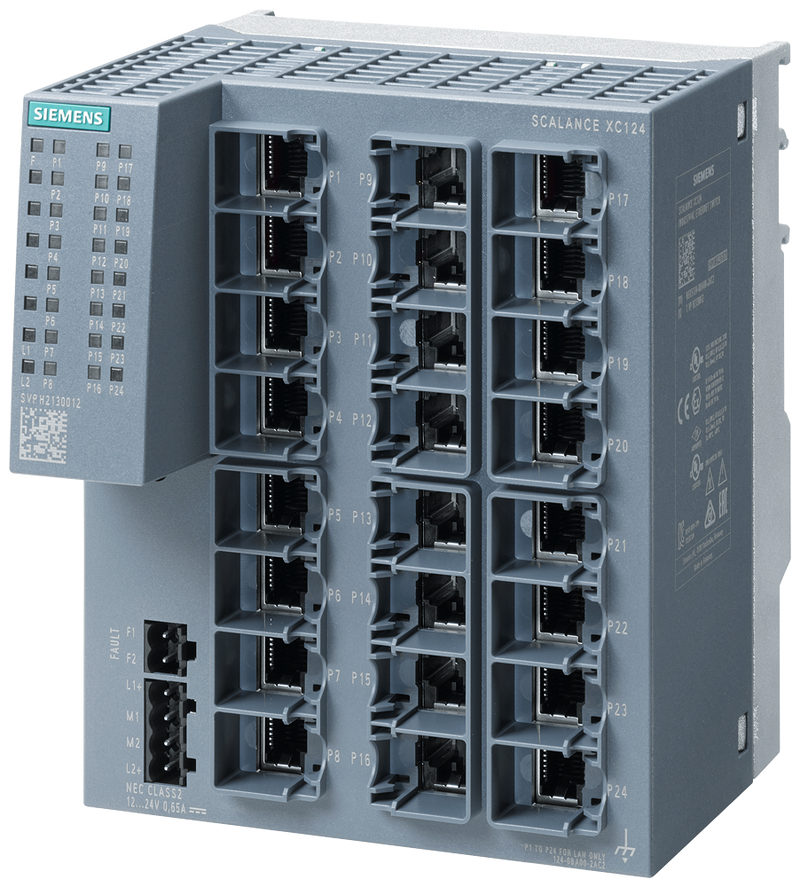 SIEMENS 6GK5124-0BA00-2AC2 SCALANCE XC124, unmanaged switch, 24x RJ45