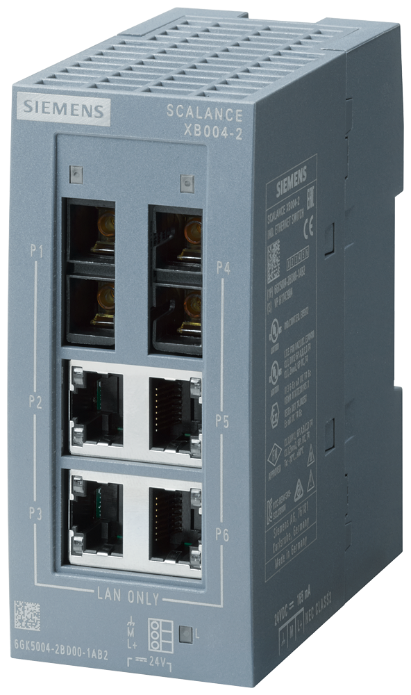 SIEMENS 6GK5004-2BD00-1AB2 SCALANCE XB004-2, unmanaged switch, 4x RJ45, 2x multimode SC