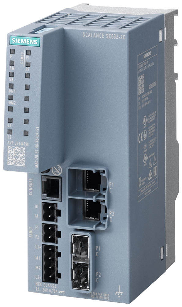 SIEMENS 6GK5632-2GS00-2AC2 SCALANCE SC632-2C Industrial Security Appliance, firewall, 2x combo