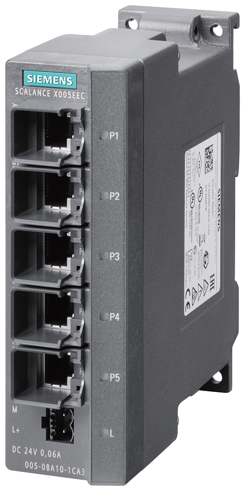 SIEMENS 6GK5005-0BA10-1CA3 SCALANCE X005TS, unmanaged switch, 5x RJ45, extended temperature range