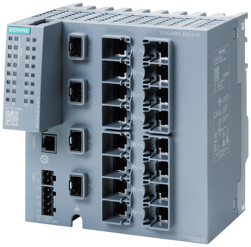 SIEMENS 6GK5216-4BS00-2AC2 SCALANCE XC216-4C, managed L2 switch, 12x RJ45, 4x combo port (SFP/RJ45)