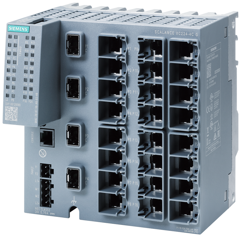 SIEMENS 6GK5224-4GS00-2AC2 SCALANCE XC224-4C G, managed Layer 2 switch, 20x RJ45, 4x combo port (SFP/RJ45)