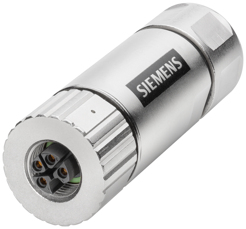 SIEMENS 6GK1906-0EB00 Power M12 cable connector PRO axial cable outlet for assembly in the field, female contact insert, L-coded (socket) 1 pack = 1 unit.