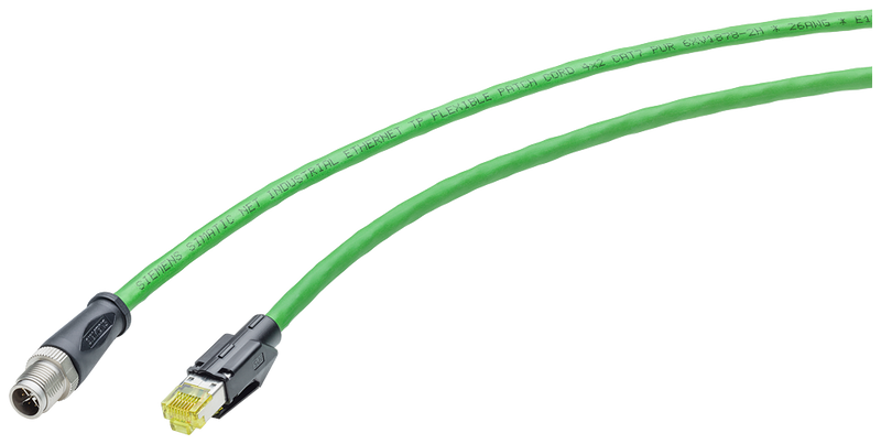 SIEMENS 6XV1878-5TN50 IE TP Cord M12-180/RJ45-180 pre-assembled IE Flexible Cable, with 1x M12 plug (X-coded); 180 degrees cable outlet; 1x RJ45 plug; 180-degree cable o...