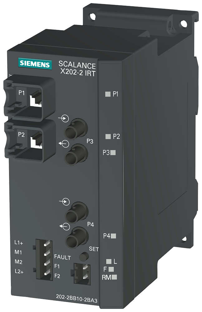 SIEMENS 6GK5202-2BB10-2BA3 SCALANCE X202-2IRT, managed Layer 2 switch, 2x RJ45, 2x multimode BFOC