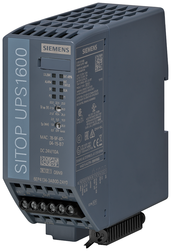 SIEMENS 6EP4134-3AB00-2AY0 Uninterruptible power supply SITOP UPS1600, 24 V DC/10 A with IE/PN