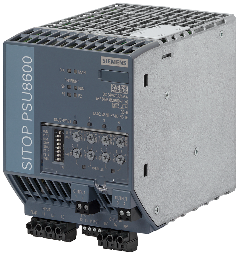 SIEMENS 6EP3436-8MB00-2CY0 Power supply system SITOP PSU8600 3AC 24 V DC/20 A / 4x5 A PN/IE