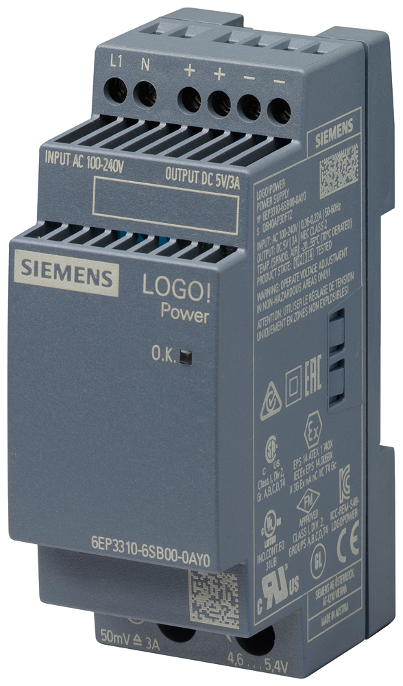Siemens 6EP3310-6SB00-0AY0 LOGO!POWER 5 V / 3 A