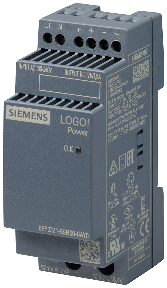 SIEMENS 6EP3321-6SB00-0AY0 Power supply LOGO!Power, single-phase 12 V DC/1.9 A