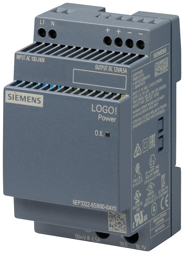 Siemens 6EP3322-6SB00-0AY0 LOGO!POWER 12 V / 4.5 A