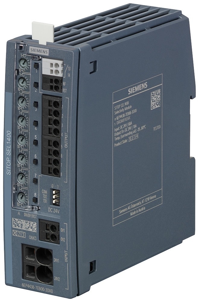 SIEMENS 6EP4438-7EB00-3DX0 SITOP SEL1400 sel. module, 24VDC/8x2-10A w. com. sign. contact or diagn. monitor