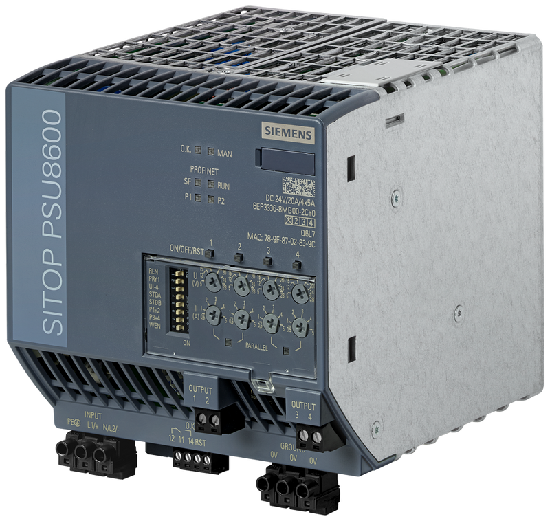 SIEMENS 6EP3336-8MB00-2CY0 Power supply system SITOP PSU8600 1AC 24 V DC/20 A / 4x5 A PN/IE