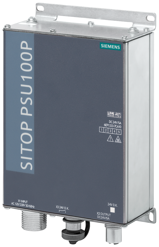 SIEMENS 6EP1333-7CA10 Power supply SITOP PSU100P, single-phase 24 V DC/5 A in IP67 for wall mounting