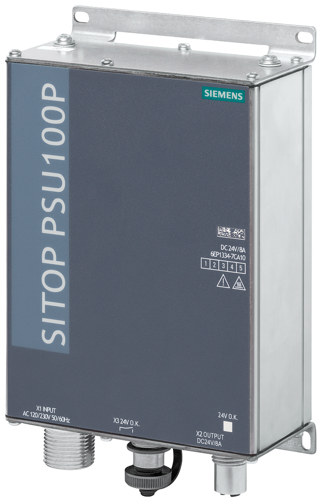 SIEMENS 6EP1334-7CA10 Power supply SITOP PSU100P, single-phase 24 V DC/8 A in IP67 for wall mounting