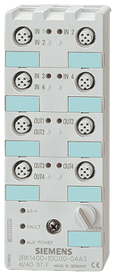 SIEMENS 3RK2400-1FQ03-0AA3 AS-i compact module K60, A/B slave, digital, 4 I/3 O, IP67, 4x1 input, max. 200 mA
