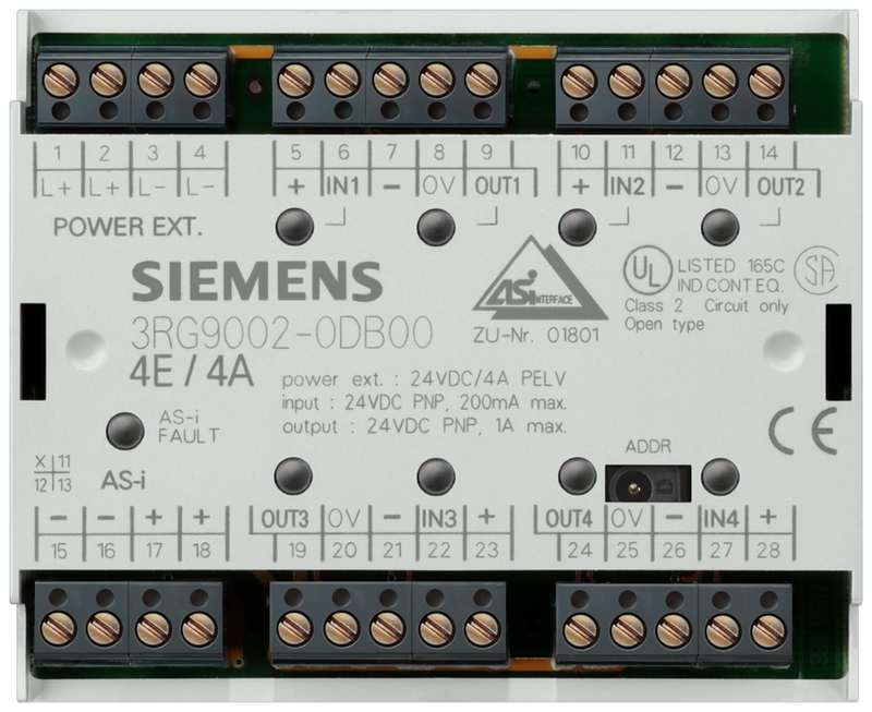 SIEMENS 3RG9002-0DB00 AS-i module F90 digital, 4 I/4 Q, 2/3-wire