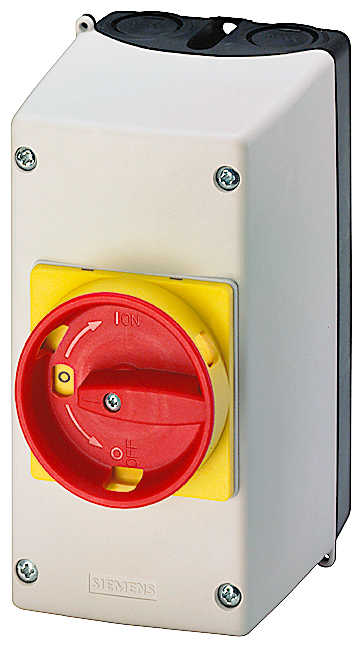SIEMENS 3RV1923-1GA00 Molded-plastic surface-mounting encl. with EMERGENCY OFF rotary operating mechanism, 72 mm, metr. cable gland