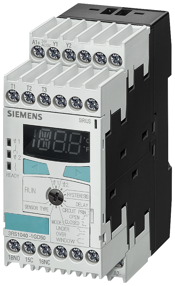 SIEMENS 3RS1041-1GW50 Temperature monitoring relay Pt100/1000, KTY83/84, NTC 3 sensors