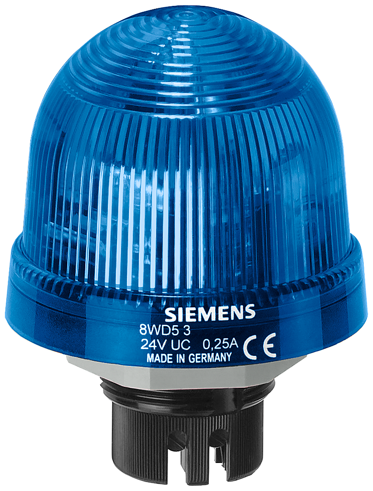SIEMENS 8WD5320-5BF Integrated signal lamp, flashing light, with integrated LED, blue, 24 V AC/DC