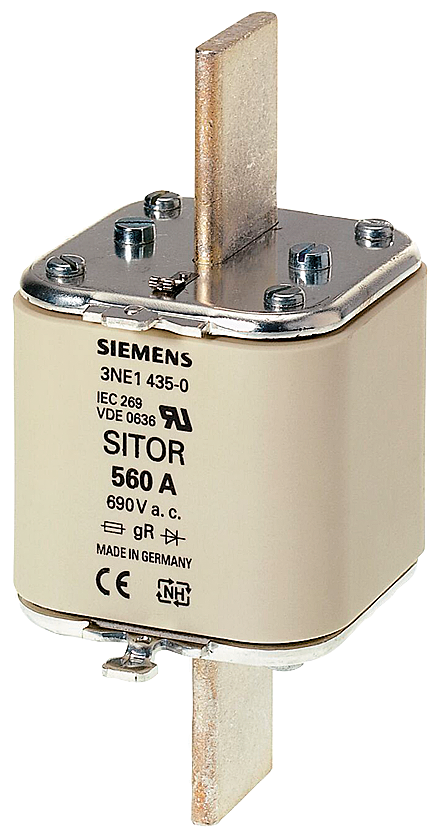 SIEMENS 3NE1435-2 SITOR fuse link,with blade contacts, NH3, In: 560 A, gR, Un AC: 690 V