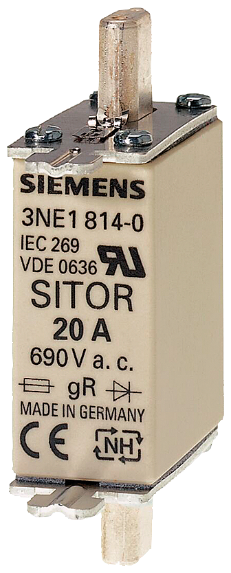 SIEMENS 3NE1813-0 SITOR fuse link, with blade contacts, NH000, In: 16 A, gS, Un AC: 690 V