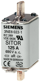 SIEMENS 3NE8018-1 SITOR fuse link, with blade contacts, NH00, In: 63 A, gR, Un AC: 690 V