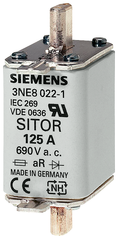 SIEMENS 3NE8018-1 SITOR fuse link, with blade contacts, NH00, In: 63 A, gR, Un AC: 690 V