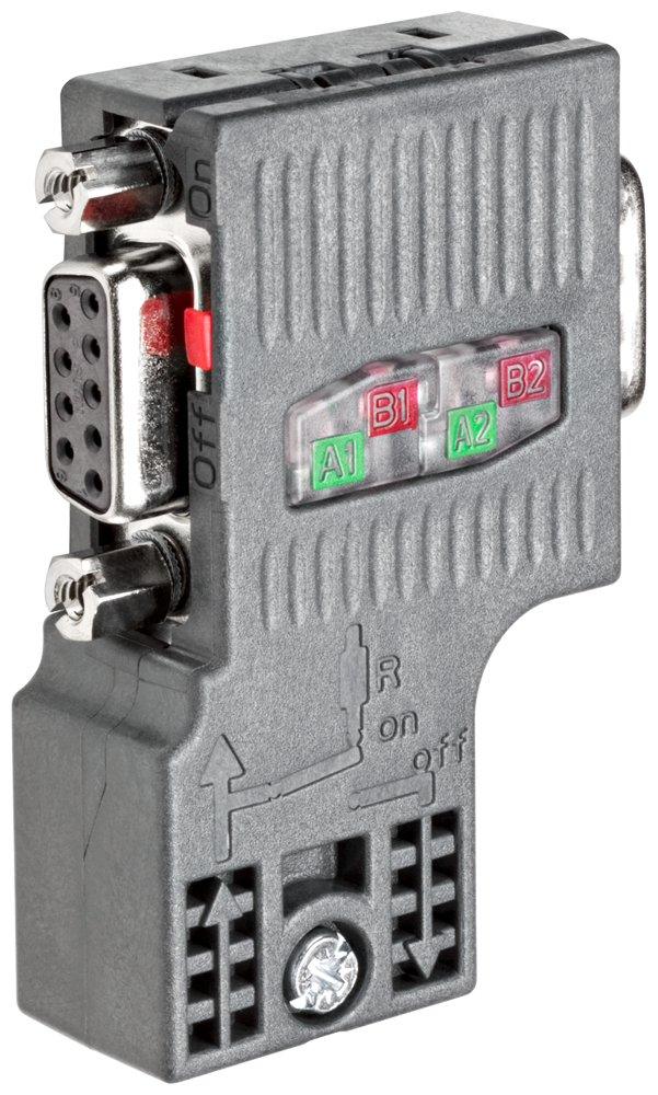 SIEMENS 6ES7972-0BB52-0XA0 SIMATIC DP, Connection plug for PROFIBUS up to 12 Mbit/s 90° cable outlet, Insulation displacement method FastConnect, With PG receptacle 15.8x 59x...