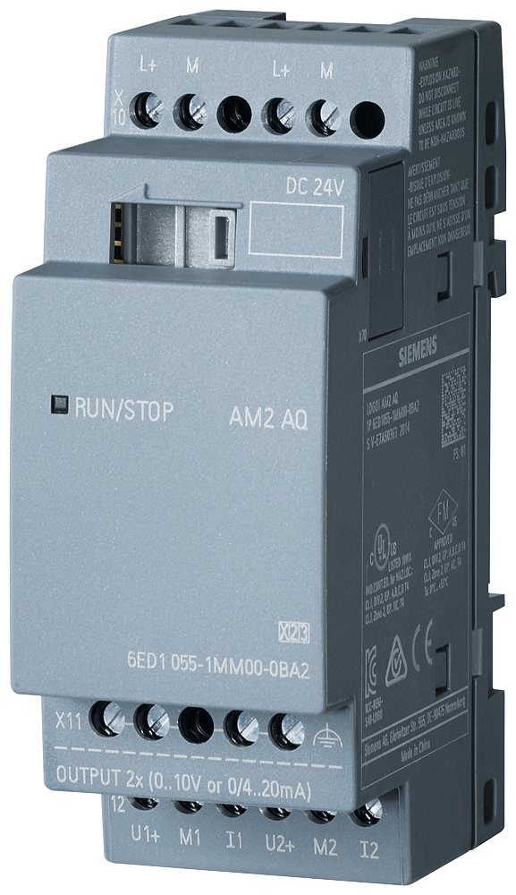 SIEMENS 6ED1055-1MM00-0BA2 LOGO! AM2 AQ 0 ... 10 V, 0/4 ... 20 mA For LOGO! 8